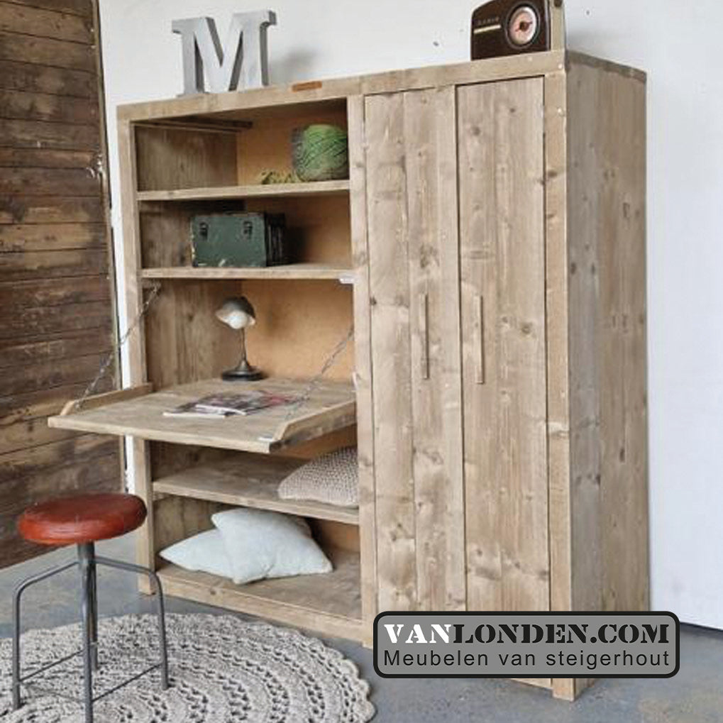 Steigerhouten bureaukast Fons