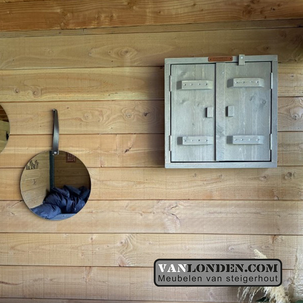 Steigerhouten dartbord kast Wesley