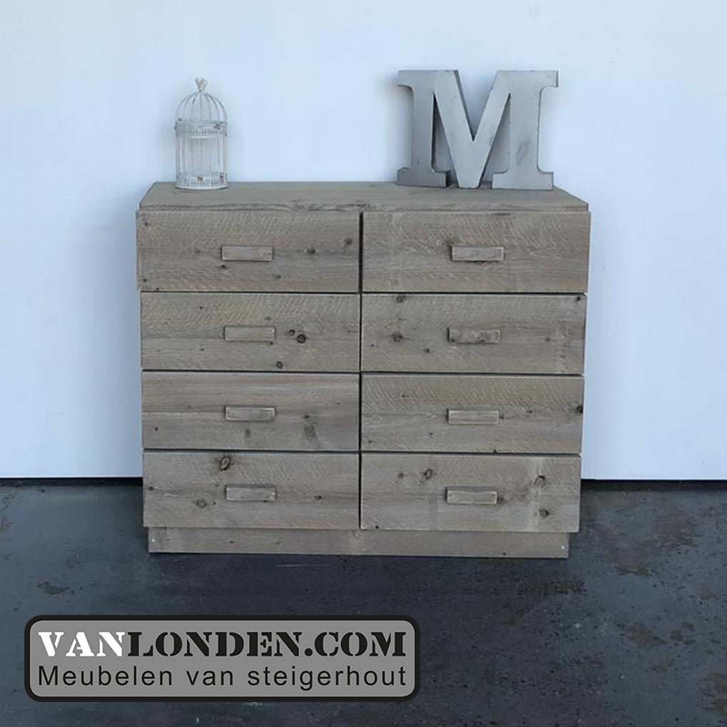 Steigerhouten dressoir met lades Malo