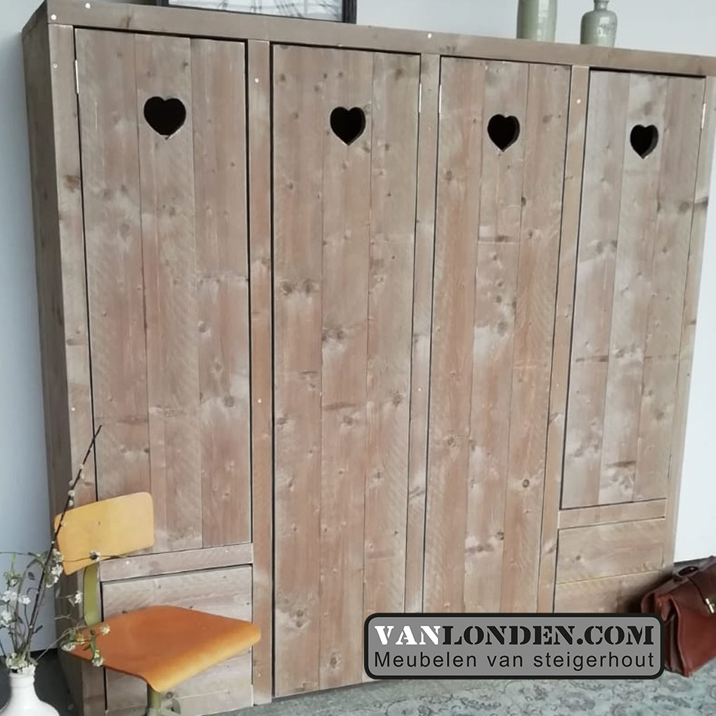 Steigerhouten hang- en legkast Madelon