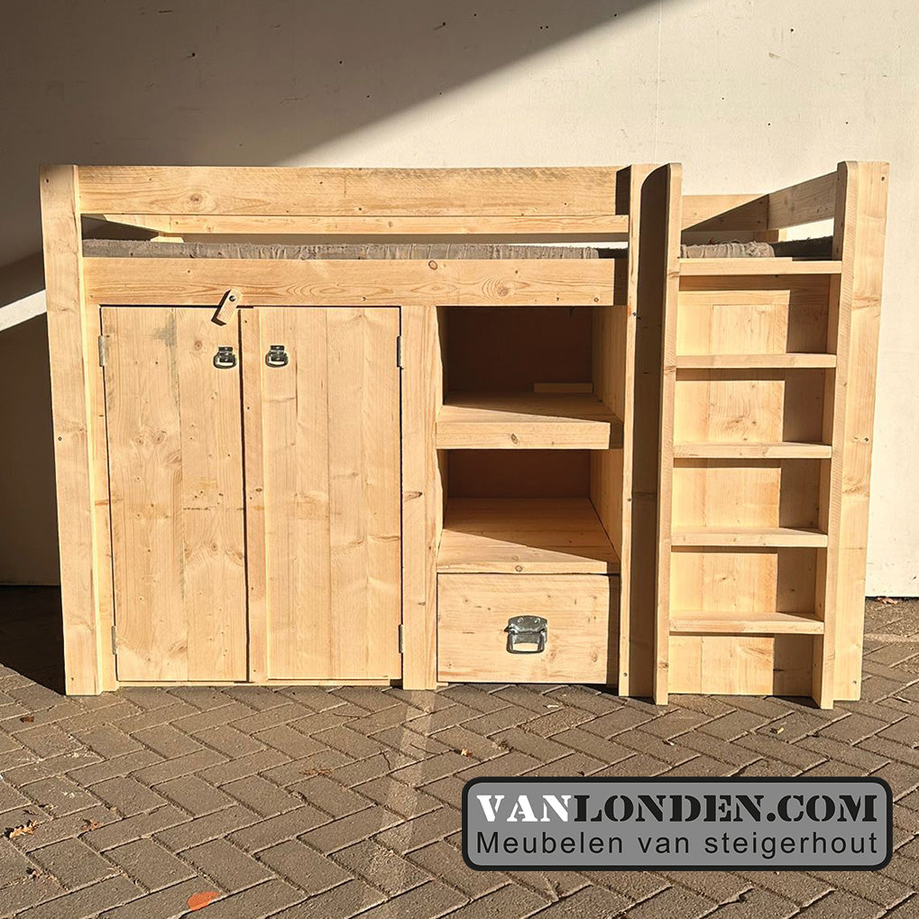 Steigerhouten hoogslaper Bram