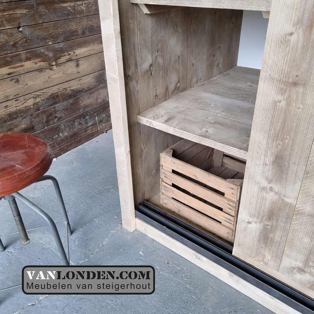 Steigerhouten hoogslaper met kast William