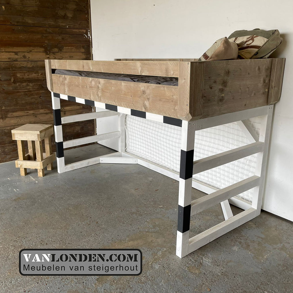 Steigerhouten hoogslaper voetbalgoal bed Ronaldo