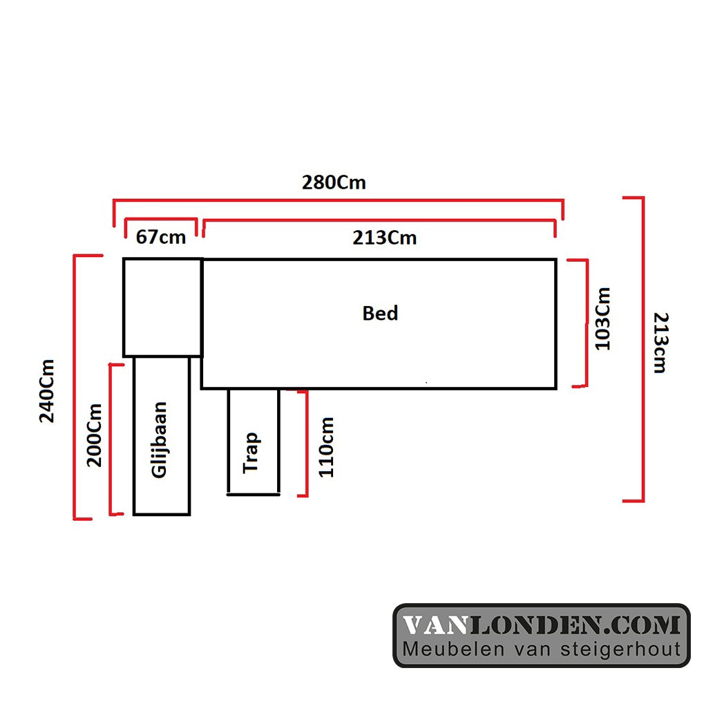 Steigerhouten huisjesbed Ramses