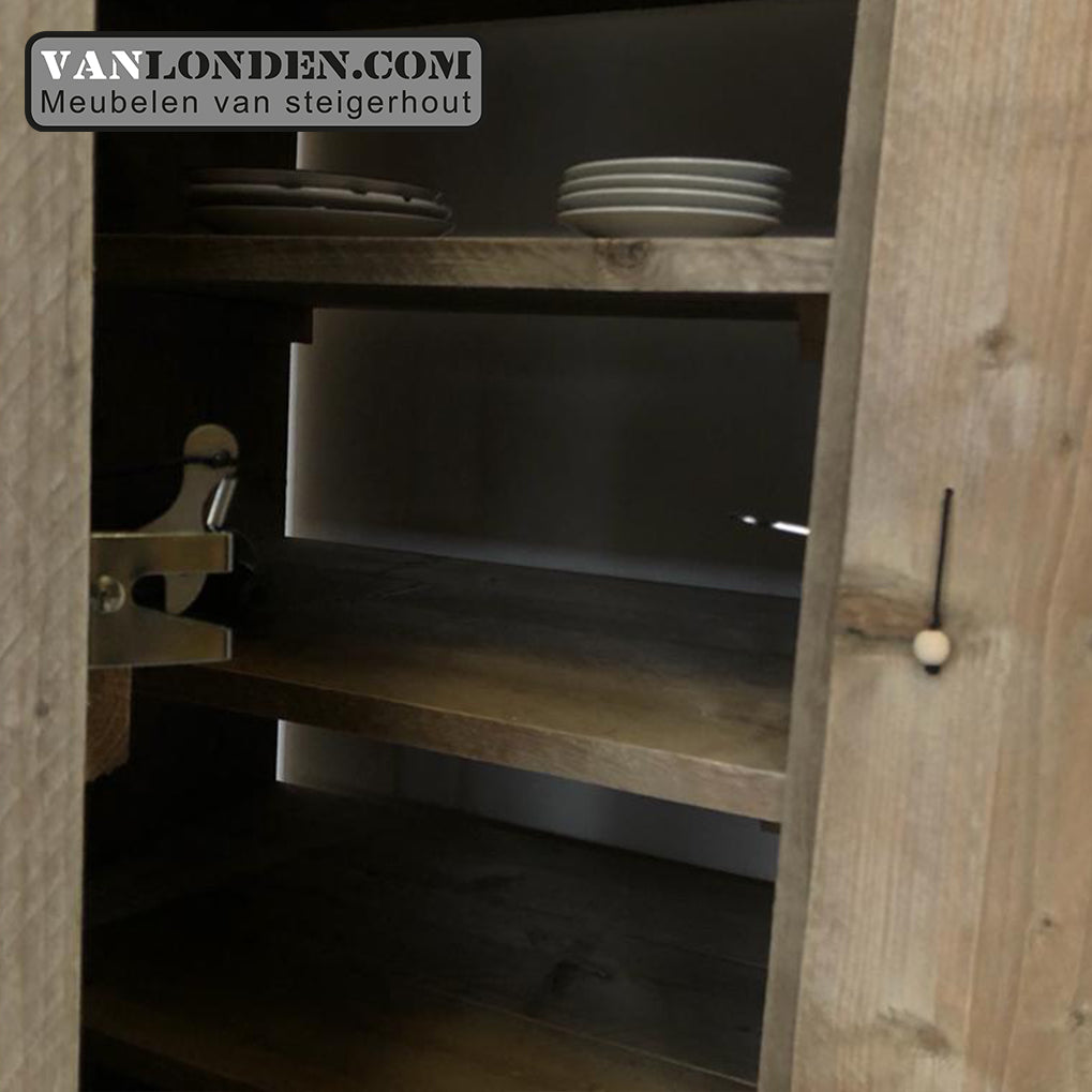 Steigerhouten kast met legplanken Ron