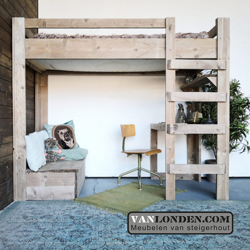 Steigerhouten eenpersoons hoogslaper Siebe