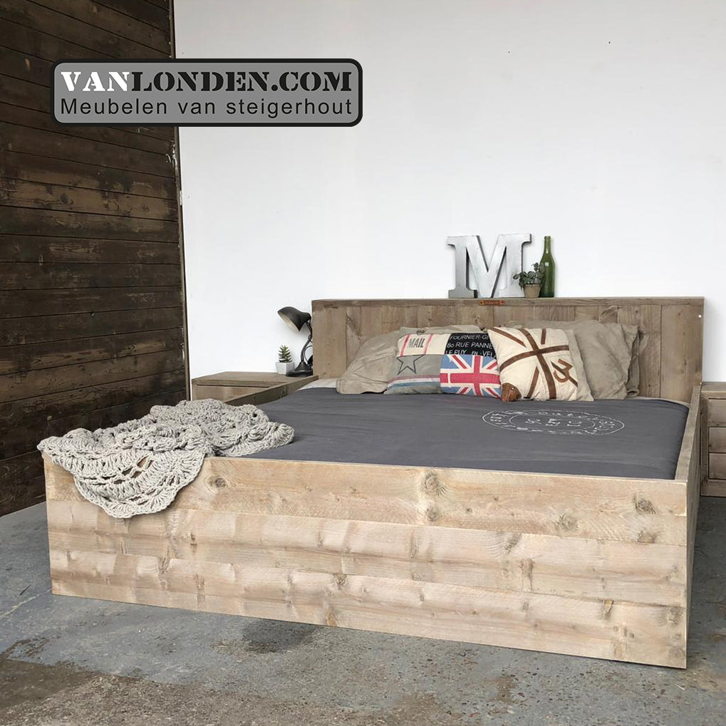 Steigerhouten tweepersoonsbed Charlot