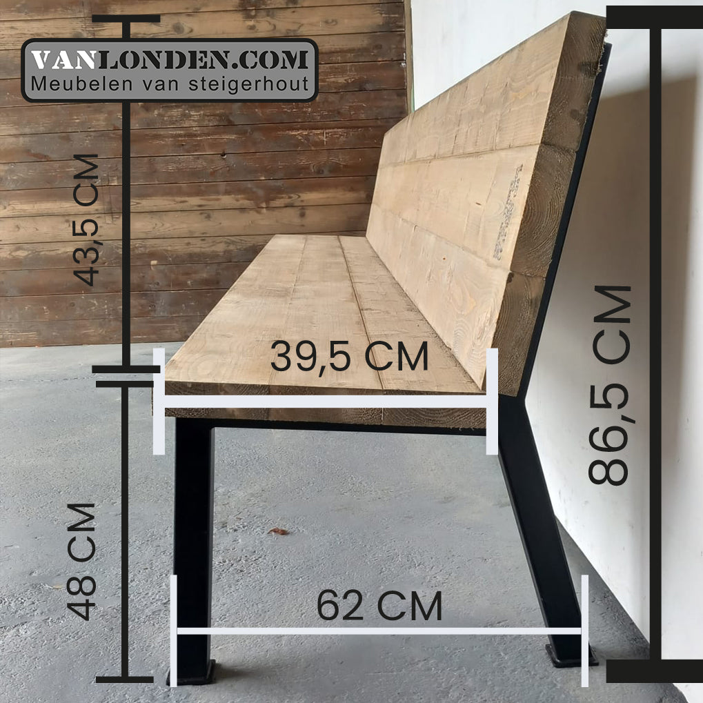 Steigerhouten zitbank Jonas