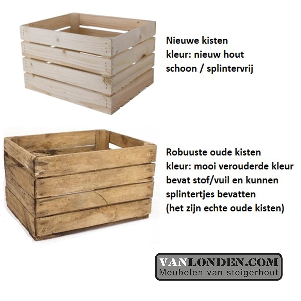 Steigerhouten kajuitbed Gernand met fruitkisten