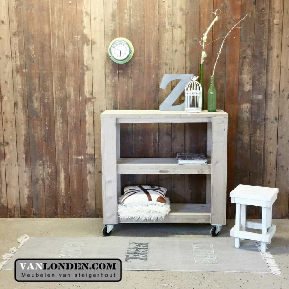 Steigerhouten kastje op wielen Falco