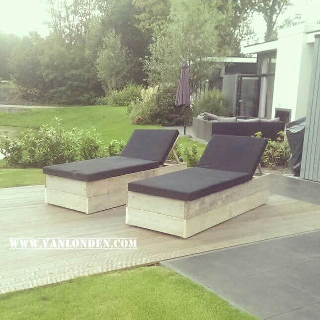 Steigerhouten ligstoel Jenna