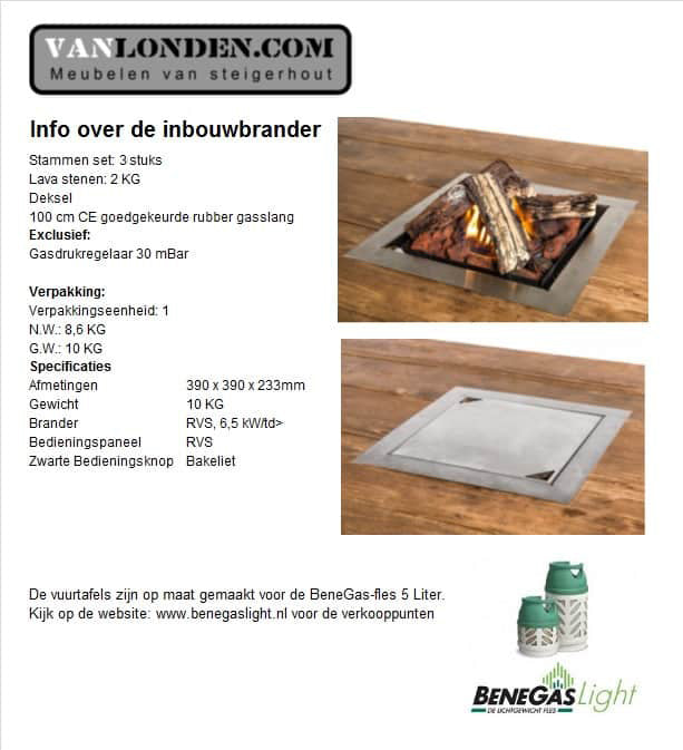 Steigerhouten vuurtafel Veronique