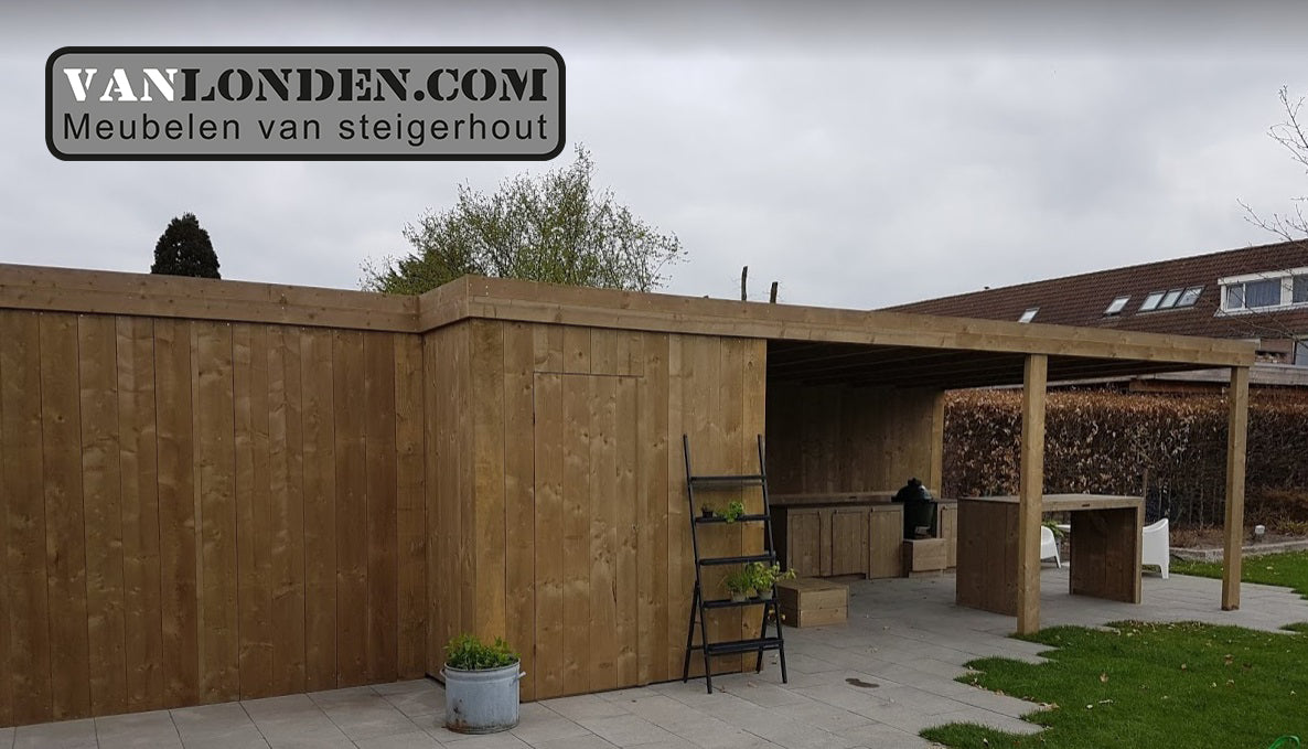 Overkapping met schuur en buitenkeuken