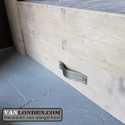 Steigerhouten Harley Davidson bed met lades