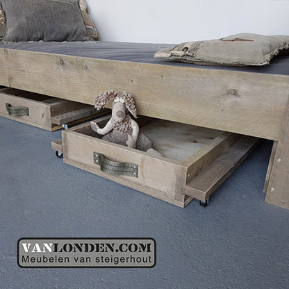 Steigerhouten Harley Davidson bed met lades