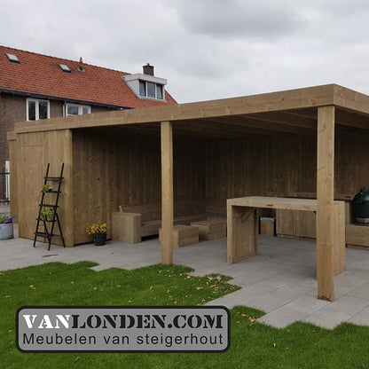 Overkapping met schuur en buitenkeuken