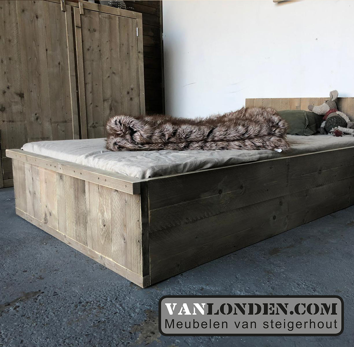 Steigerhouten bed Biba