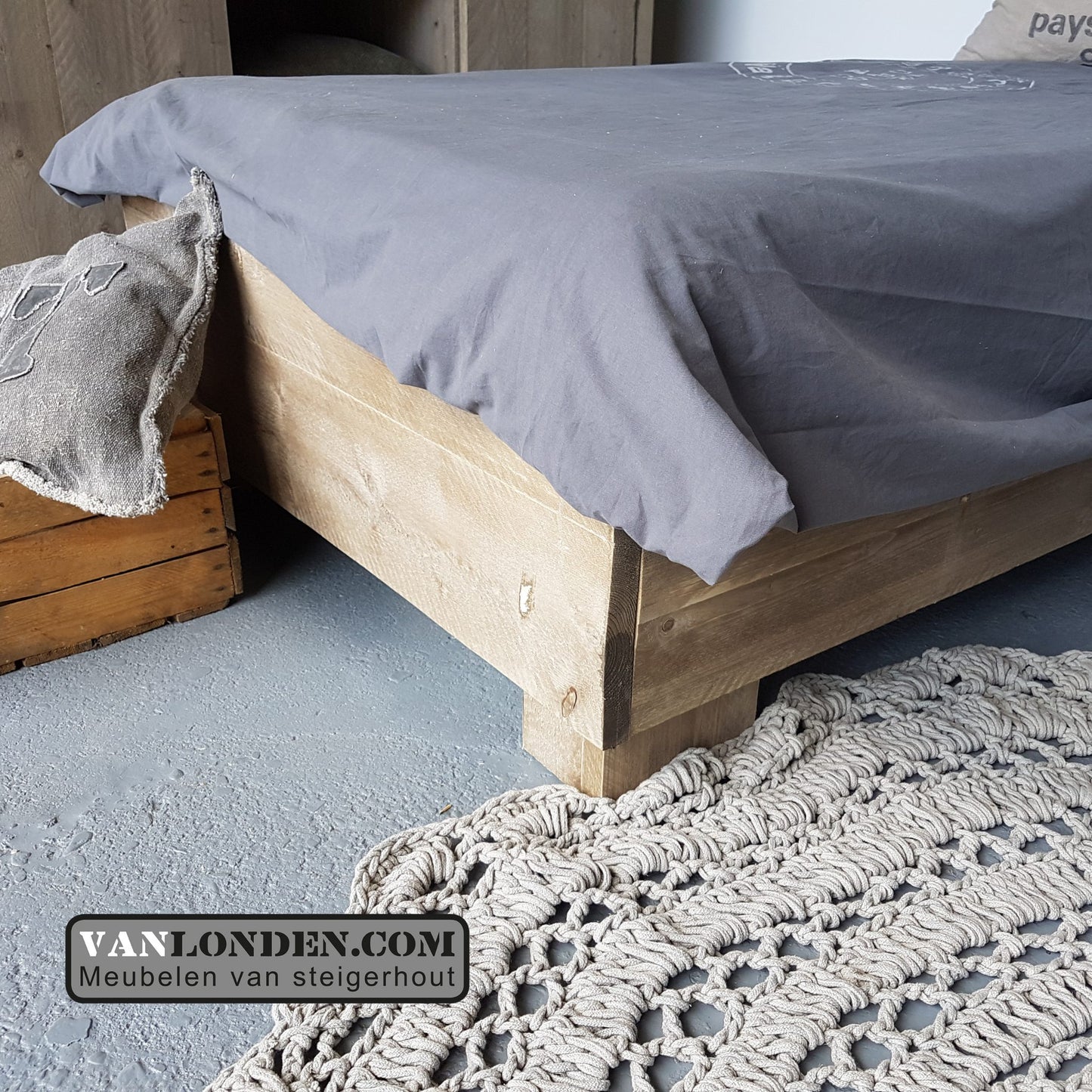 Steigerhouten bed Margot