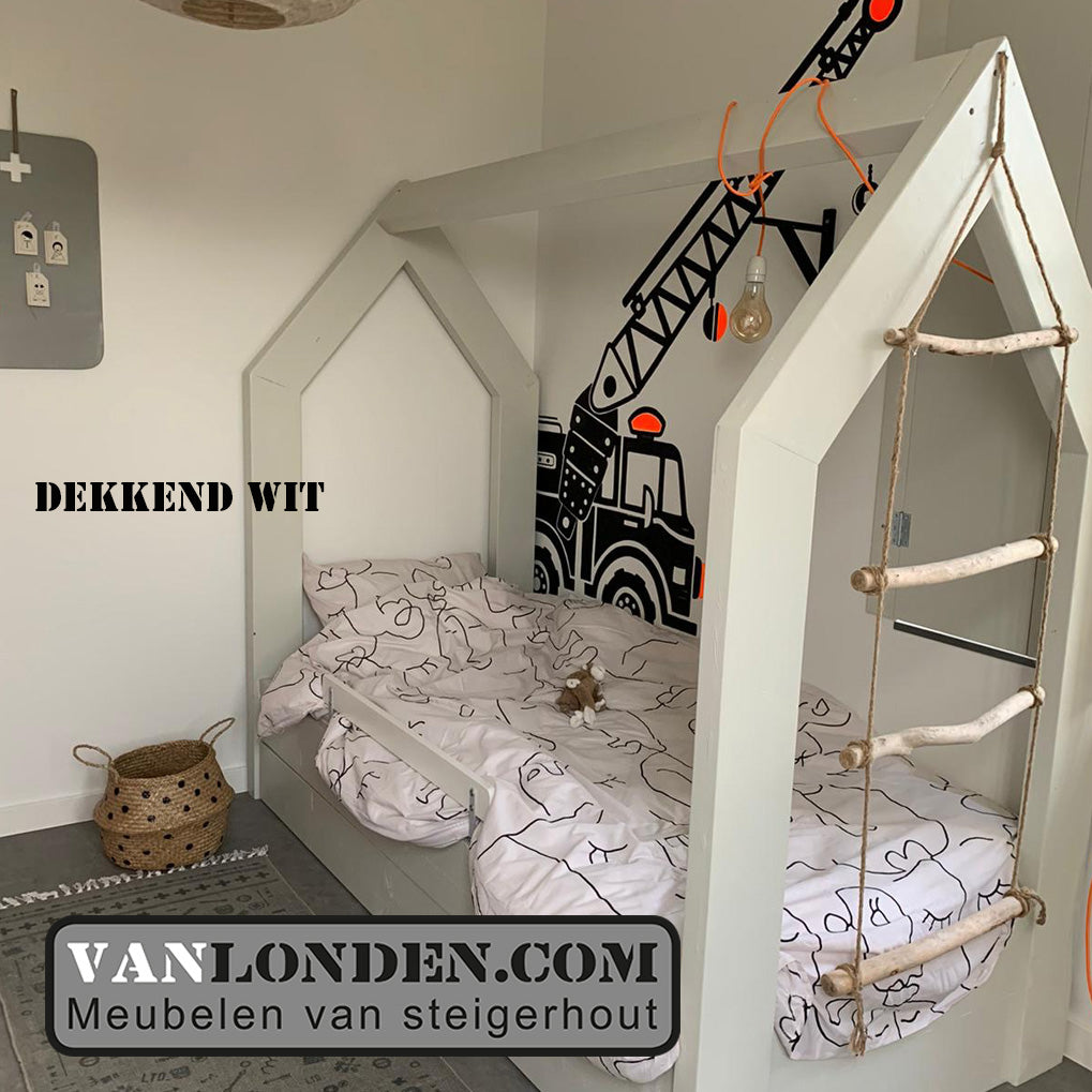 Steigerhouten bed met lade muis