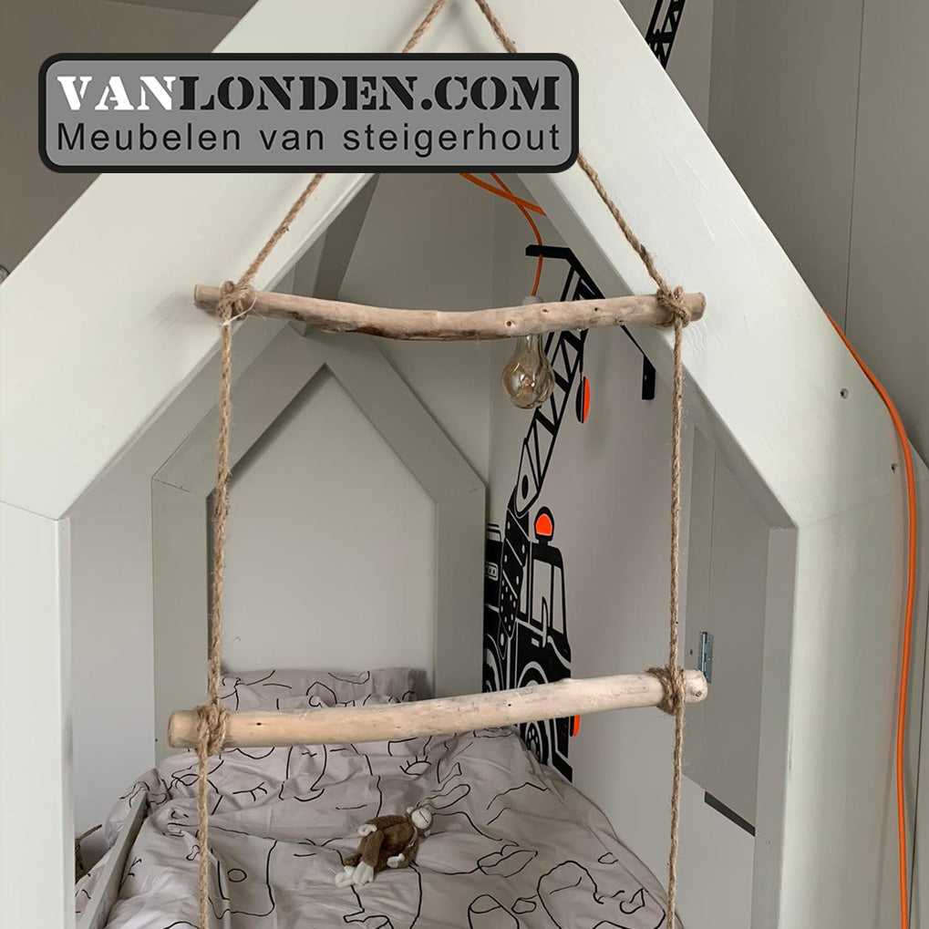 Steigerhouten bed met lade muis