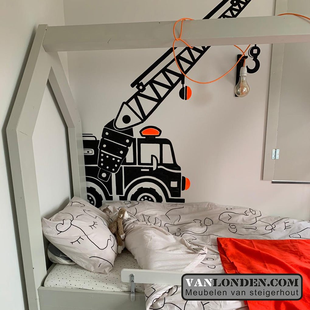 Steigerhouten bed met lade muis