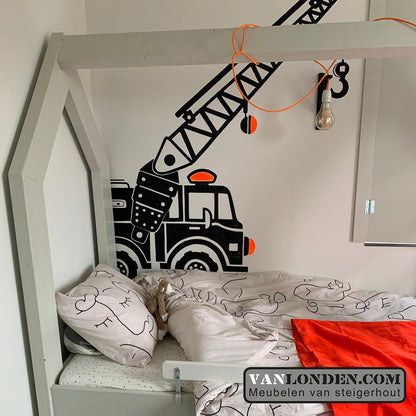 Steigerhouten bed met lade muis