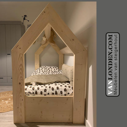 Steigerhouten bed met lade muis