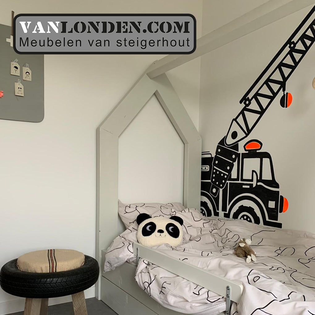 Steigerhouten bed met lade muis