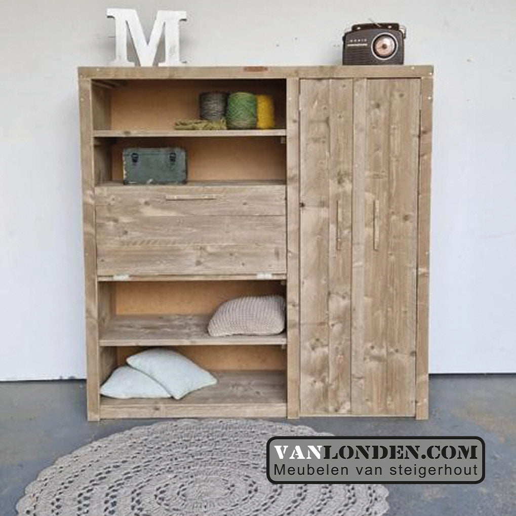 Steigerhouten bureaukast Fons