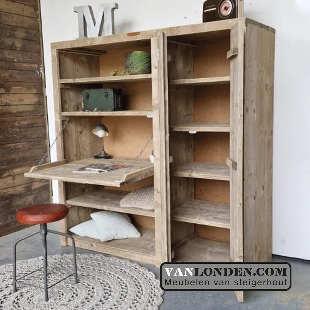 Steigerhouten bureaukast Fons