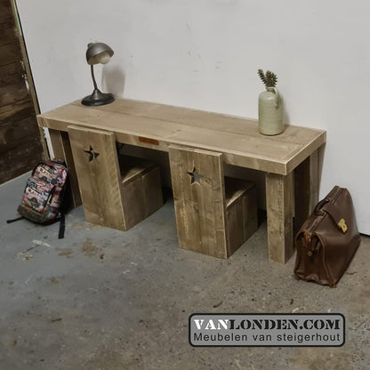 Steigerhouten bureau/speeltafel Jurre