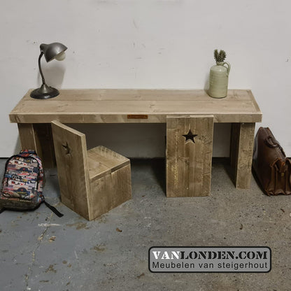 Steigerhouten bureau/speeltafel Jurre