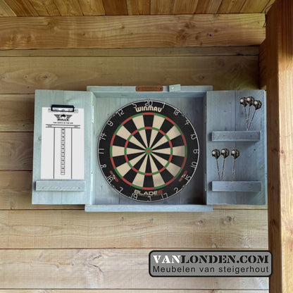 Steigerhouten dartbord kast Wesley