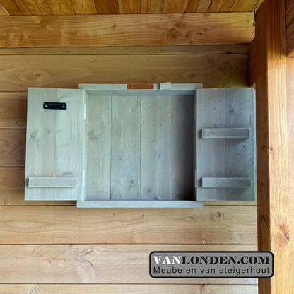 Steigerhouten dartbord kast Wesley