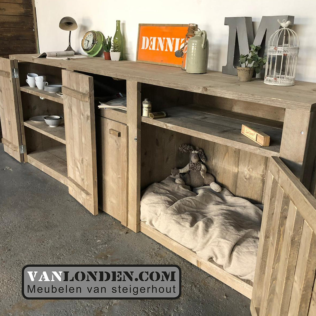 Steigerhouten dressoir met bench Viggo