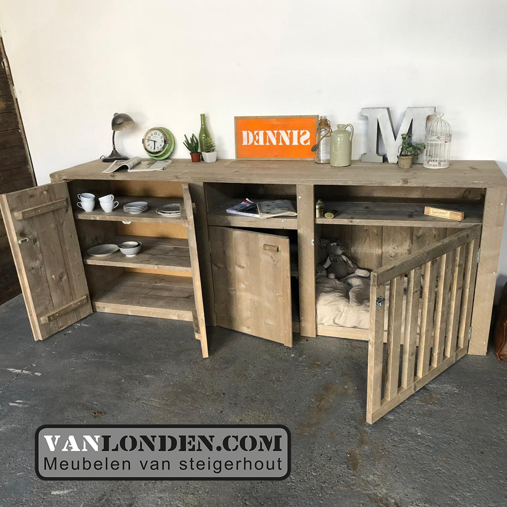 Steigerhouten dressoir met bench Viggo