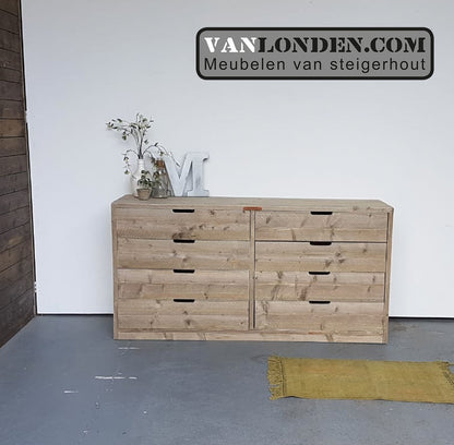 Steigerhouten dressoir met lades Petra