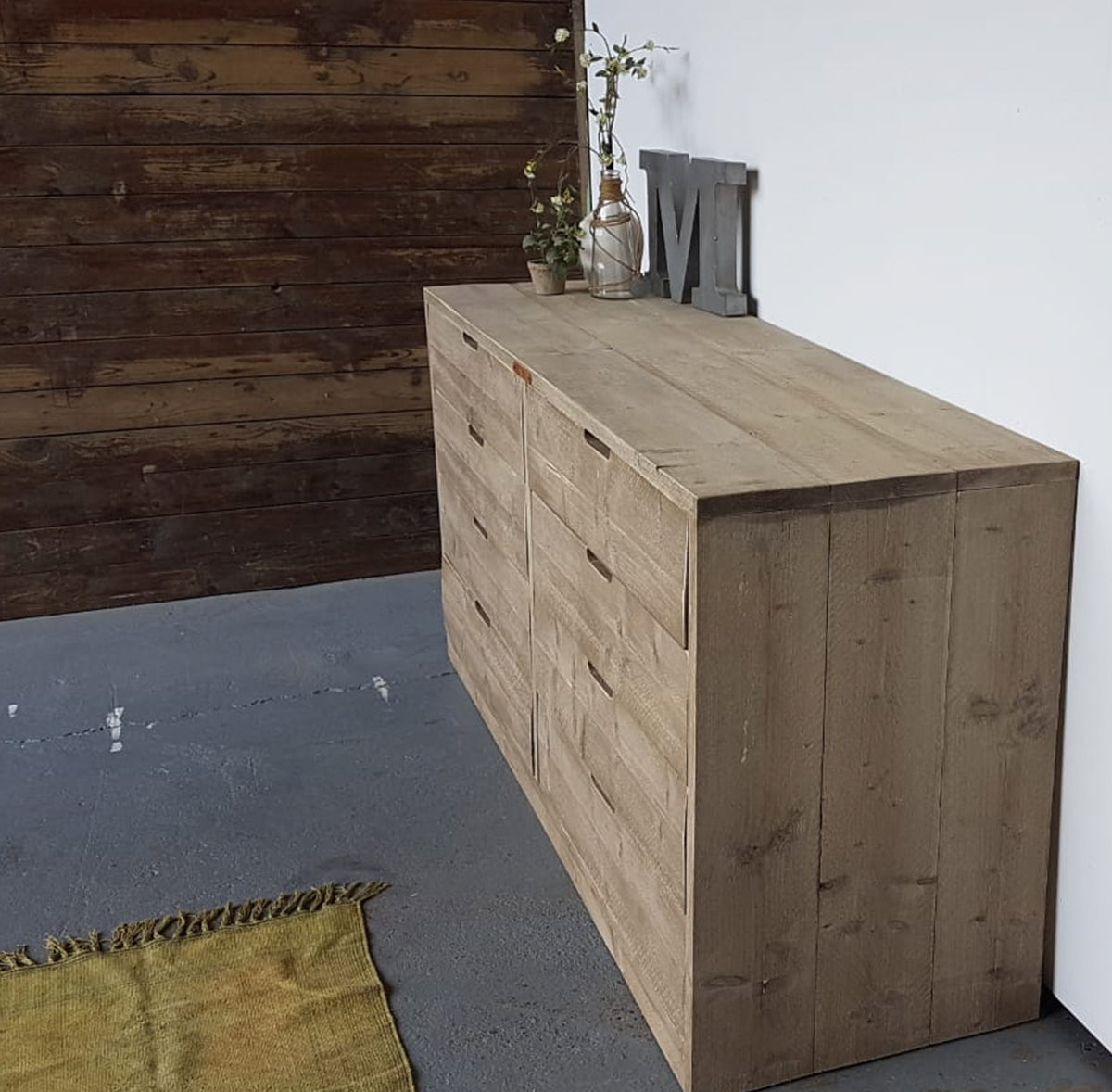 Steigerhouten dressoir met lades Petra