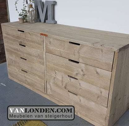 Steigerhouten dressoir met lades Petra