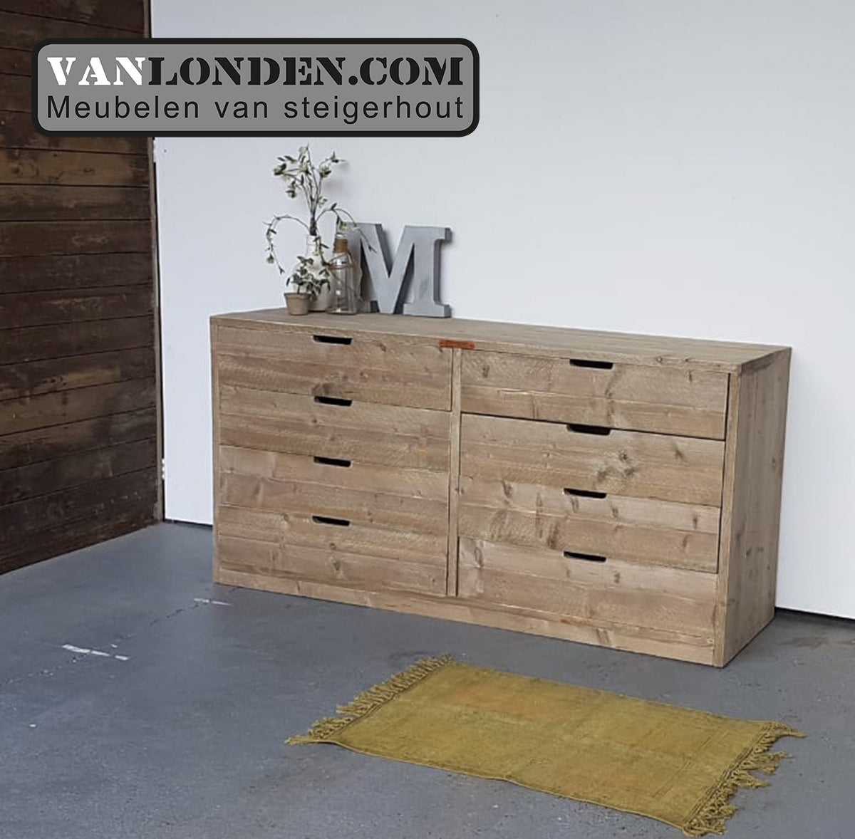 Steigerhouten dressoir met lades Petra