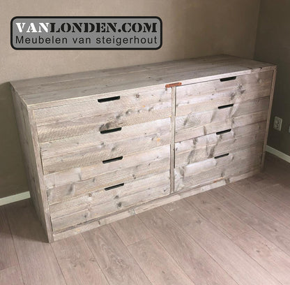 Steigerhouten dressoir met lades Petra