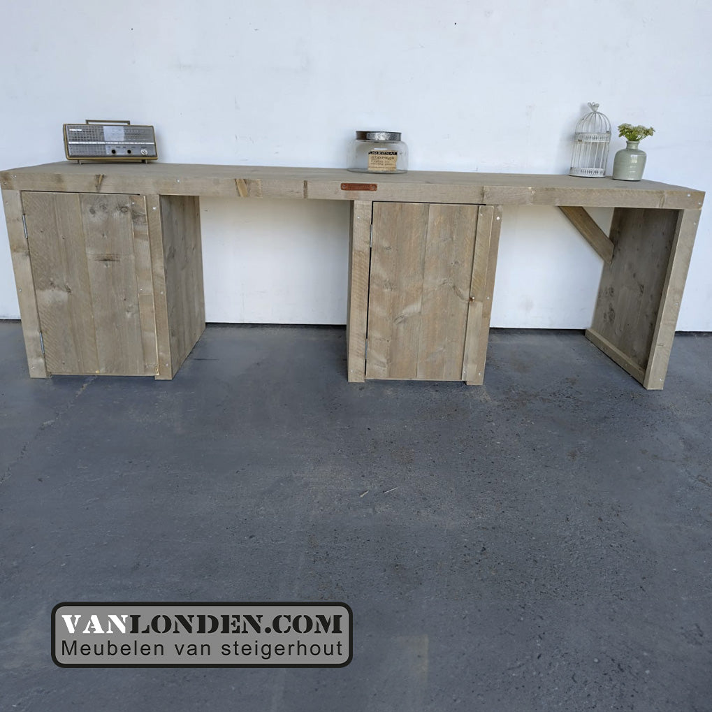 Steigerhouten dubbel bureau Soren