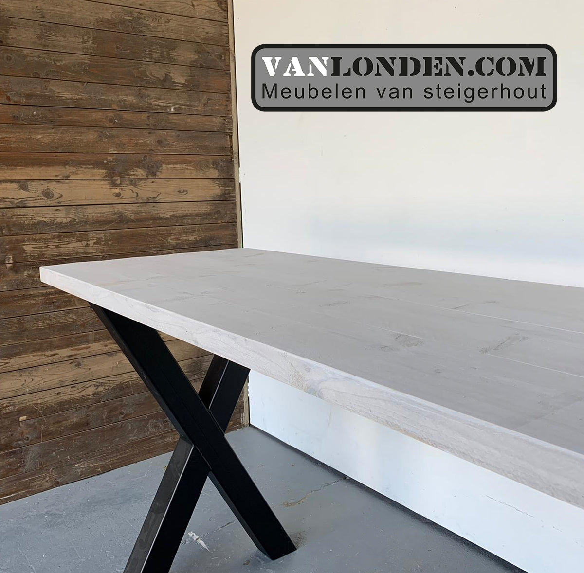 Steigerhouten eettafel x-poot Wessel