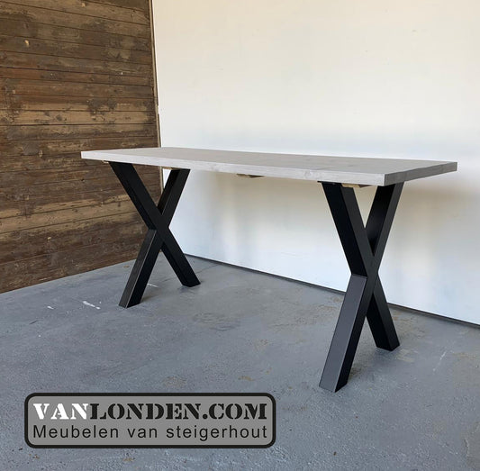 Steigerhouten eettafel x-poot Wessel