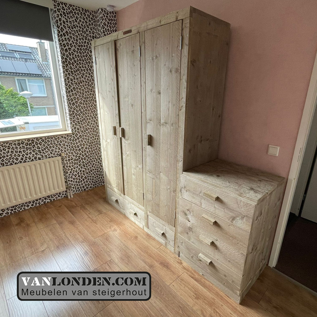 Steigerhouten hang- en legkast Esther