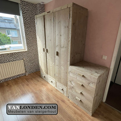 Steigerhouten hang- en legkast Esther