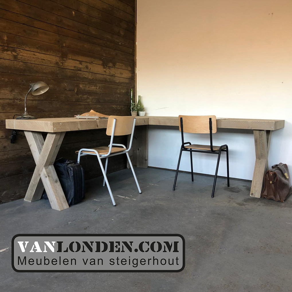 Steigerhouten hoekbureau Wout