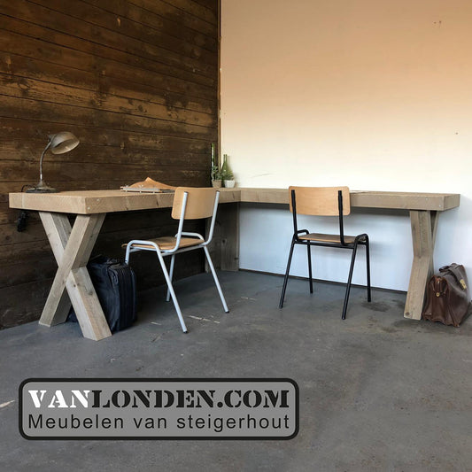 Steigerhouten hoekbureau Wout