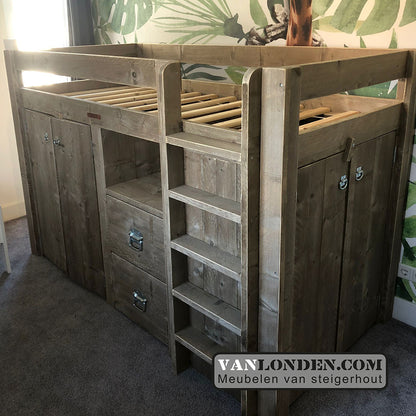 Steigerhouten hoogslaper Bram