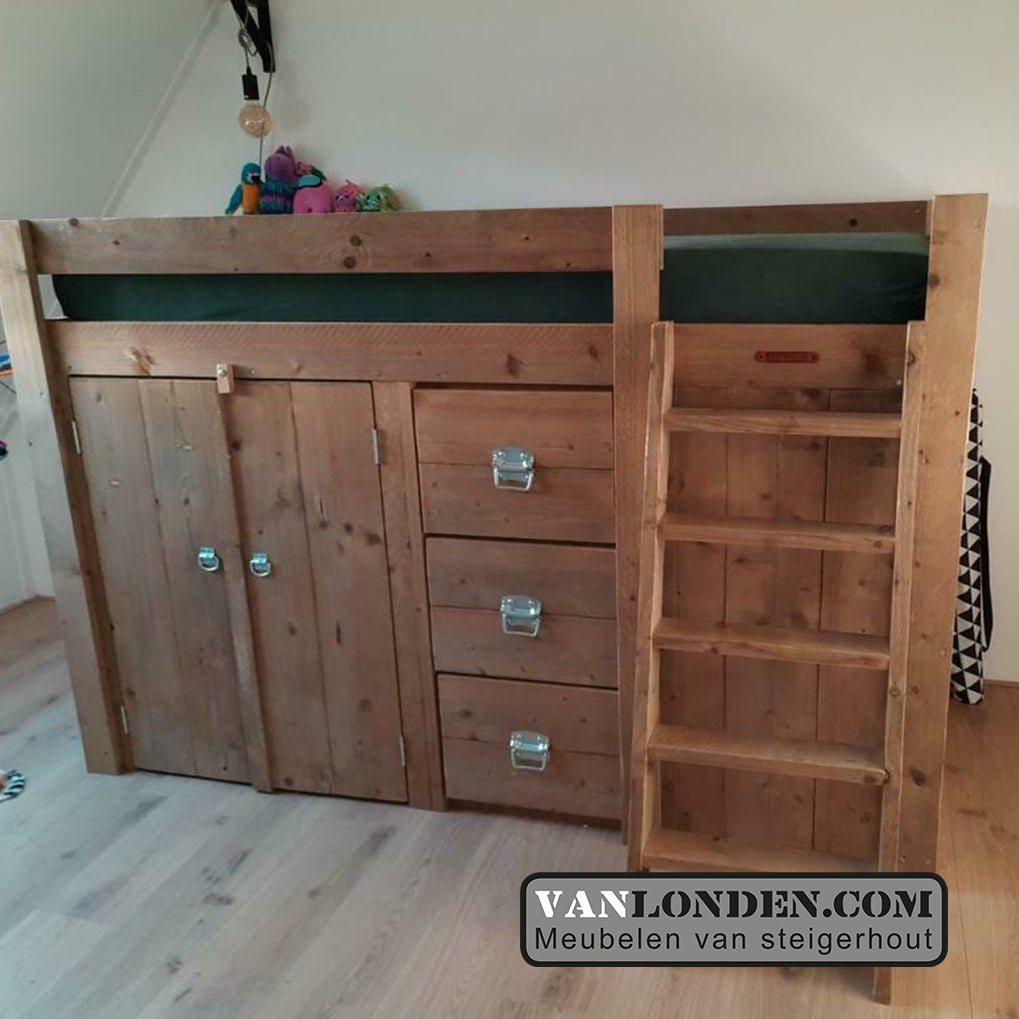 Steigerhouten hoogslaper Bram